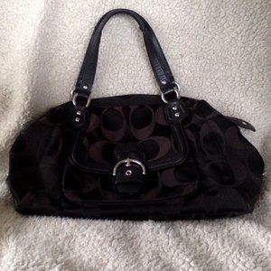 Coach black satin handbag